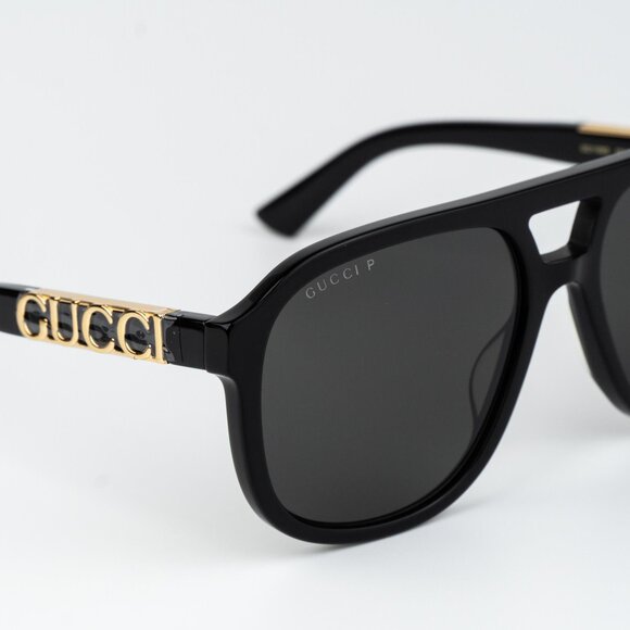 Gucci Women Sunglasses Black Grey Polarized Pilot GG1188S 001 BRAND NEW main image 4